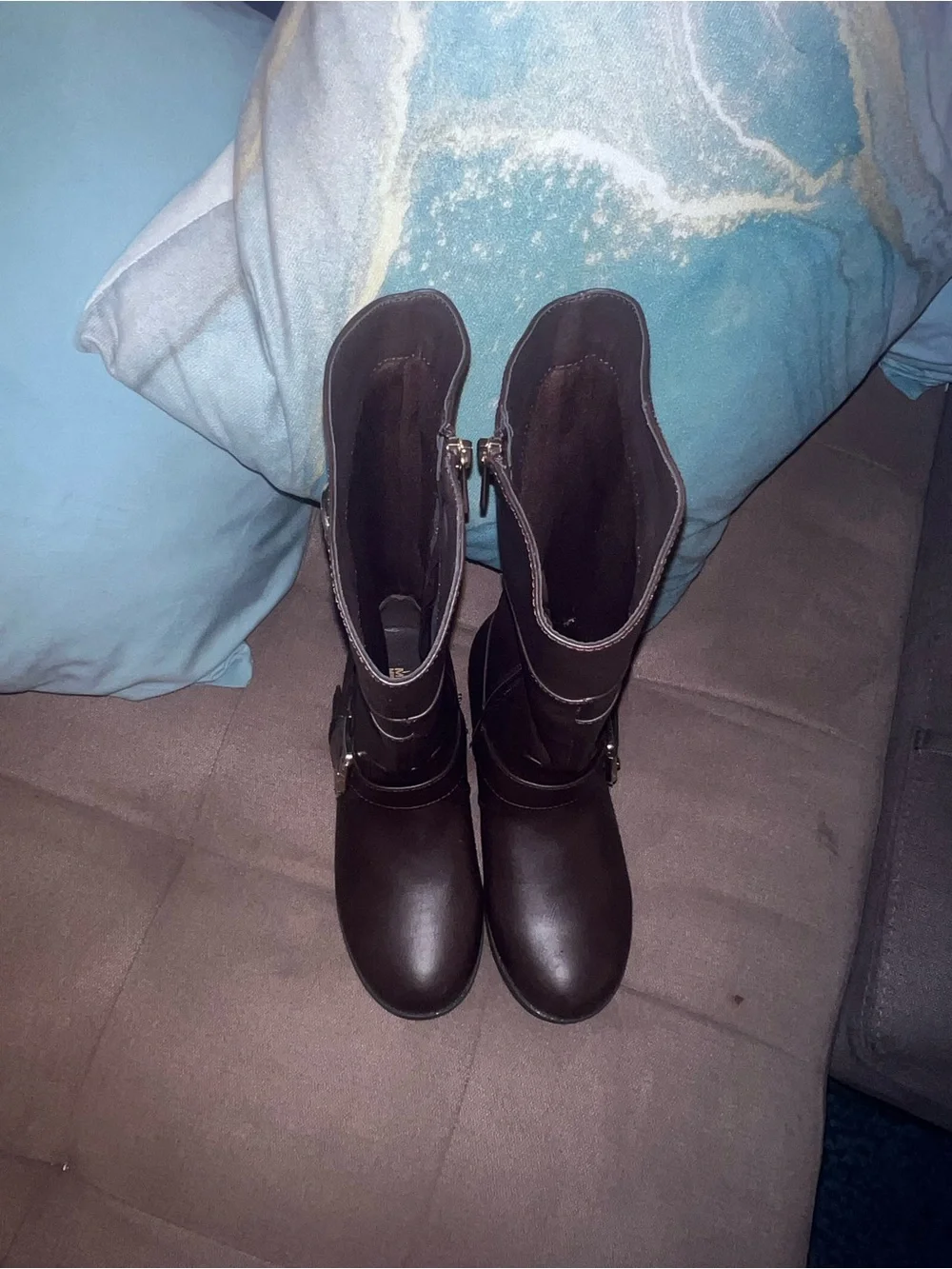 Michael Kors Girls Dark Brown Tall Boots with Gold MK Emblem
